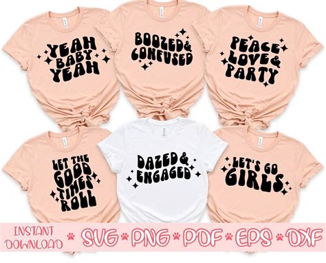 Bachelorette Svg Bundle Bridal Party Bundle Svg Retro Bachelorette Svg Dazed And Engaged Svg