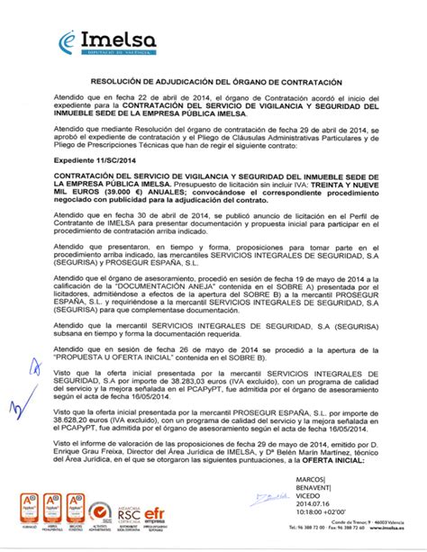 Resolución de adjudicación