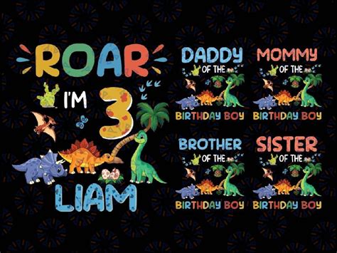 dinosaur cartoon birthday png dinosaur personalized   age birt