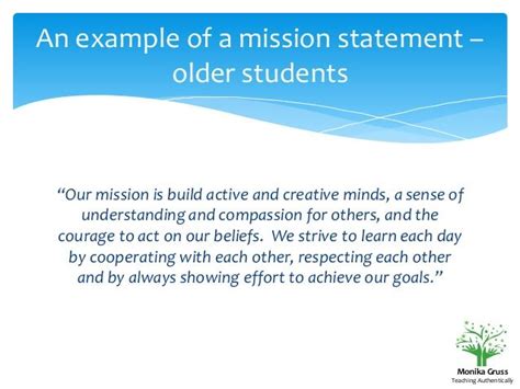 How To Create A Classroom Mission Statement Mission Statement Examples Personal Mission