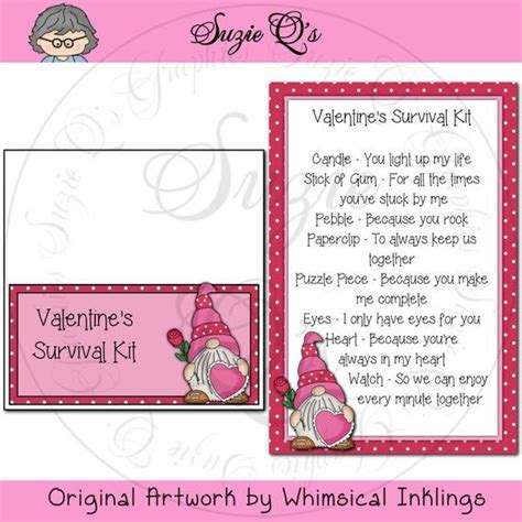 Valentine S Survival Kit Includes Topper And Card Etsy Sisters