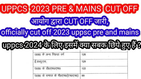 Uppcs Pre Cut Off 2023 UPPCS PRE 2023 CUT OFF Uppcs Mains Cut Off