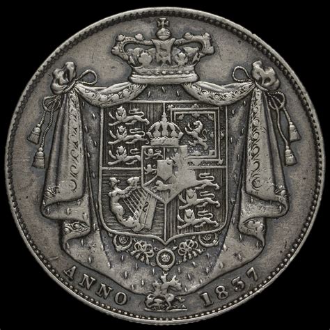 1837 William Iv Milled Silver Half Crown Scarce Gvf