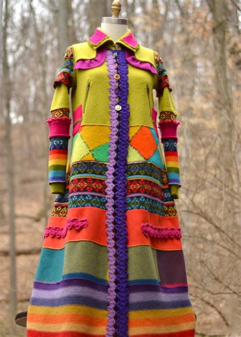 Reserved For Tracy Patchwork Color Block Boho Sweater Coat In Etsy