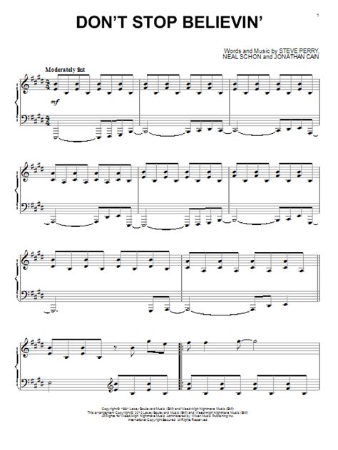 Don T Stop Believin By Journey Sheet Music For Piano Solo At Sheet Music Direct