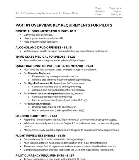 Part 61 Overview Key Requirements For Private Pilots