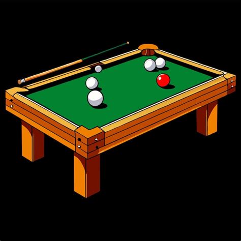 Premium Vector Green Billiard Table With Wooden Cue And Balls Vector