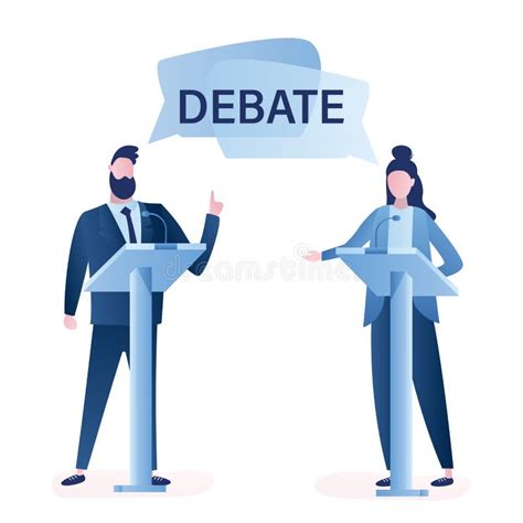 Open Debates Two Business People Debate On Stage Concept Stock Vector