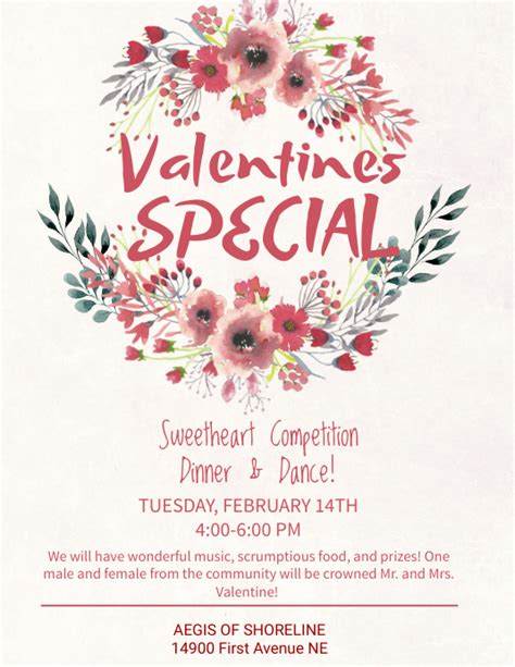 Valentines Special Dinner And Dance Flyer Template Postermywall