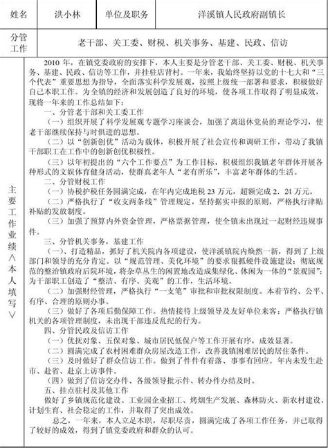 科级领导干部2010年度工作考核表word文档免费下载文档大全