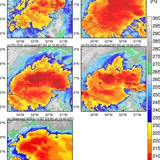 A Observed Brightness Temperature K Shaded From Goes