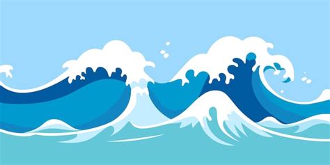 Premium Vector Vector Drawing Of Sea Waves Cartoon Illustration