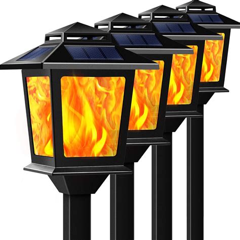 Buy TomCare Solar Outdoor Lights Anti Rust Metal Flickering Flame Solar