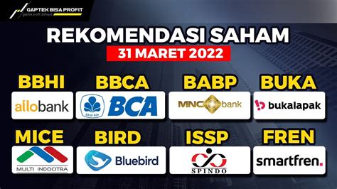 ANALISA SAHAM TGL 31 MARET 2022 Hari KAMIS BBHI BBCA BABP BUKA