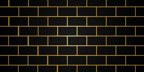 Gold and black colors bricks wall background. Abstract line geometric ...