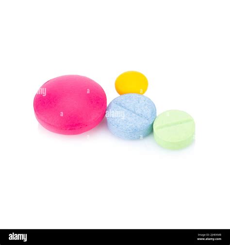 pill. tablet. various colors isolated on white background Stock Photo ...