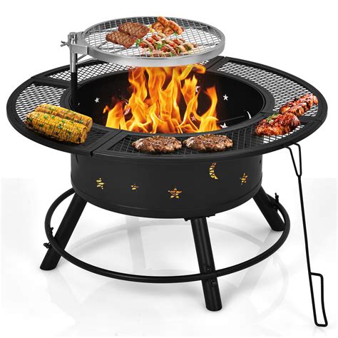 giantex    fire pit  cooking grate   charcoal wood