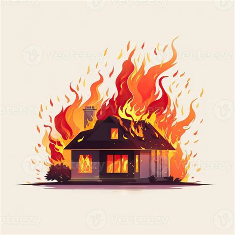 Burning House in Flat Minimalistic Animation AI Generated 29996456