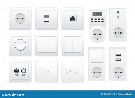 Switches And Sockets Set All Types Stock Vector Illustration Of