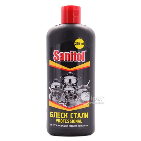 Средство для чистки металлических изделий Sanitol "Блеск стали", 250 мл ...