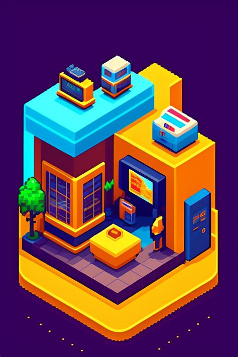 Lexica Isometric Pixel Art Of Bank By Eboy And Habbo A Type Of