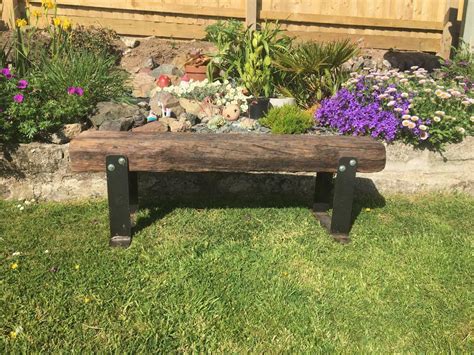 Reclaimed Railway Sleeper Bench With Steel Bespoke Legs In Redruth