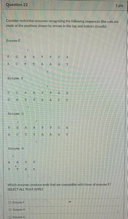 Solved Consider Restriction Enzymes Recognizing The