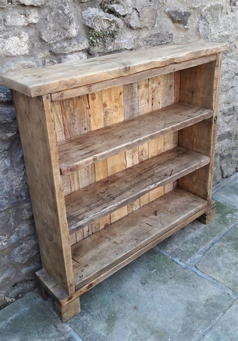 Handmade solid wood bookcase. reclaimed wood shelves rustic industrial