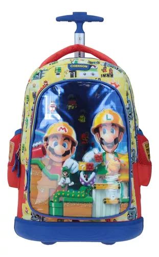 Mochila Con Ruedas Led Chenson Mario Bros Mario Maker Kirat