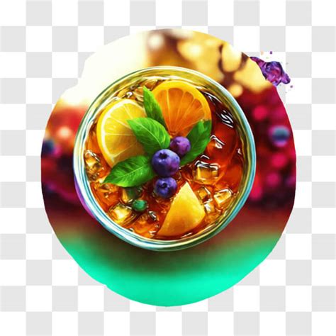 Descarga Bebida alcohólica refrescante con rodajas de fruta y hielo PNG