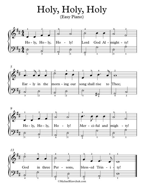 Free Piano Arrangement Sheet Music Holy Holy Holy Michael Kravchuk