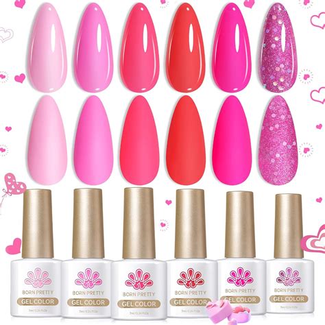 Amazon Born Pretty Neon Pink Gel Nail Polish Set Hot Pink Cherry Blossom Strawberry Soft