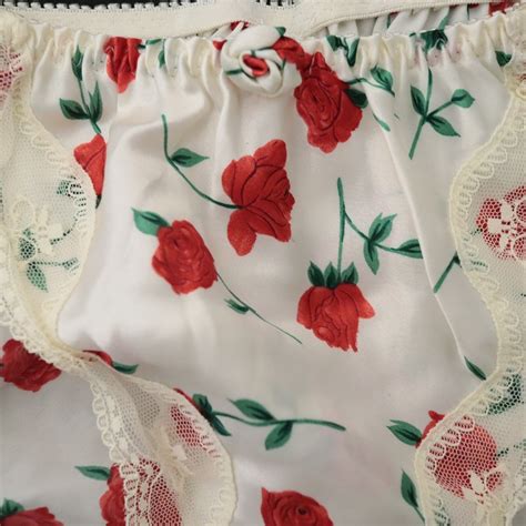 NEW VTG 100 Polyester Satin String Bikini Floral Lace Panties SZ S M L EBay