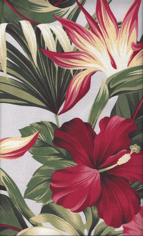 Puahi Mauve A Tropical Botanical Vintage Style Hawaiian Fabric With