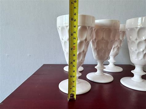 Jeanette Shell Pink Milk Glass Goblets Vintage Set Of 5 P05 Etsy