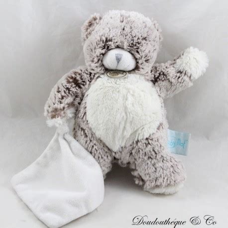 Doudou Ours Baby Nat Les Flocons Marron Mouchoir Blanc Bn Cm