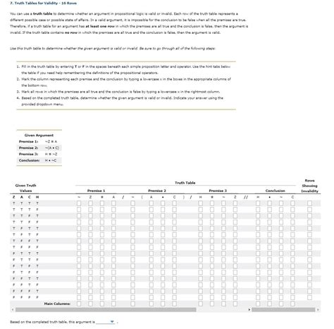 Solved Truth Tables For Validity Rows You Can Use A Chegg