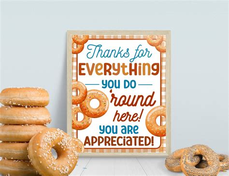 Bagel Appreciation Sign Thank You Sign Printable Staff Co Worker