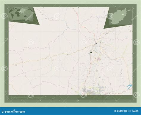 Parwan, Afghanistan. OSM. Major Cities Stock Vector - Illustration of ...