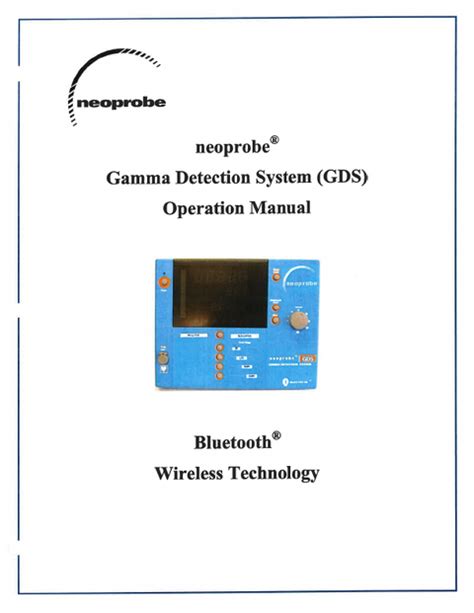 Model Gamma Detection System With Bluetooth Operation Manual Rev