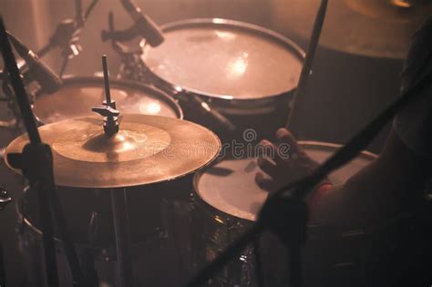 Rock drum set with cymbals stock photo. Image of musician - 82395886