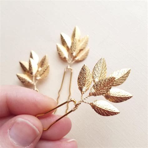 Gold Leaf Hair Comb Bridal Hair Vine Leaf Hair Pins Bridal Etsy