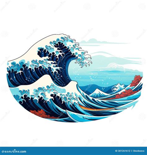 Great Wave At Kanagawa Pop Art Illustration With Surrealistic Elements