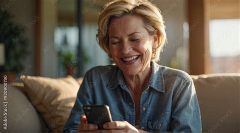 Relaxed Mature Old S Woman Older Middle Aged Female Customer Holding