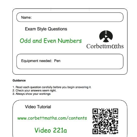 Odd Even Numbers Corbettmaths