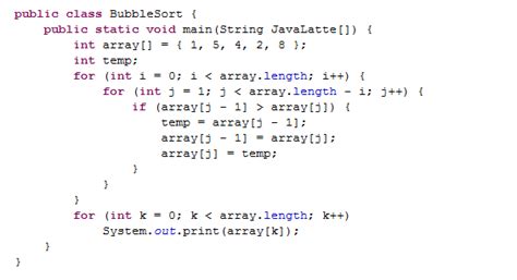 Java Latte Bubble Sort Algorithm In Java