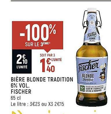 Promo Bière Blonde Tradition 6 Vol Fischer chez Spar iCatalogue fr
