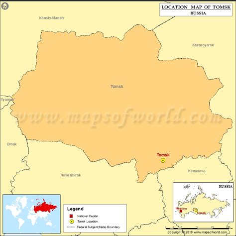 Where Is Tomsk Location Of Tomsk In Russia Map