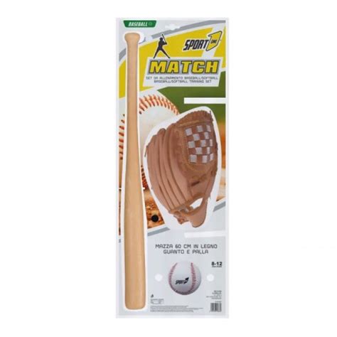 Mazza In Legno Guanto Palla Da Baseball Guantone Ecopelle Pallina