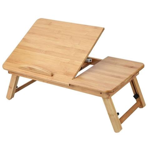 Support pc Portable réglable pliable en bois bambou Table canapé lit